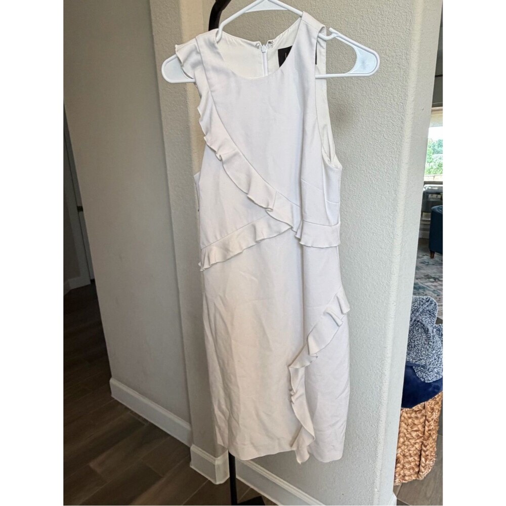 Nicole Miller White Ruffle Midi Dress 6